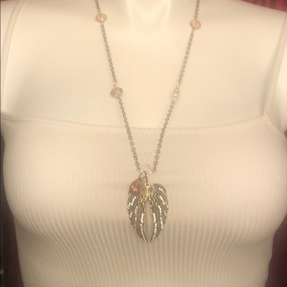 Wings Crystal Rhinestone Necklace - Picture 4 of 4